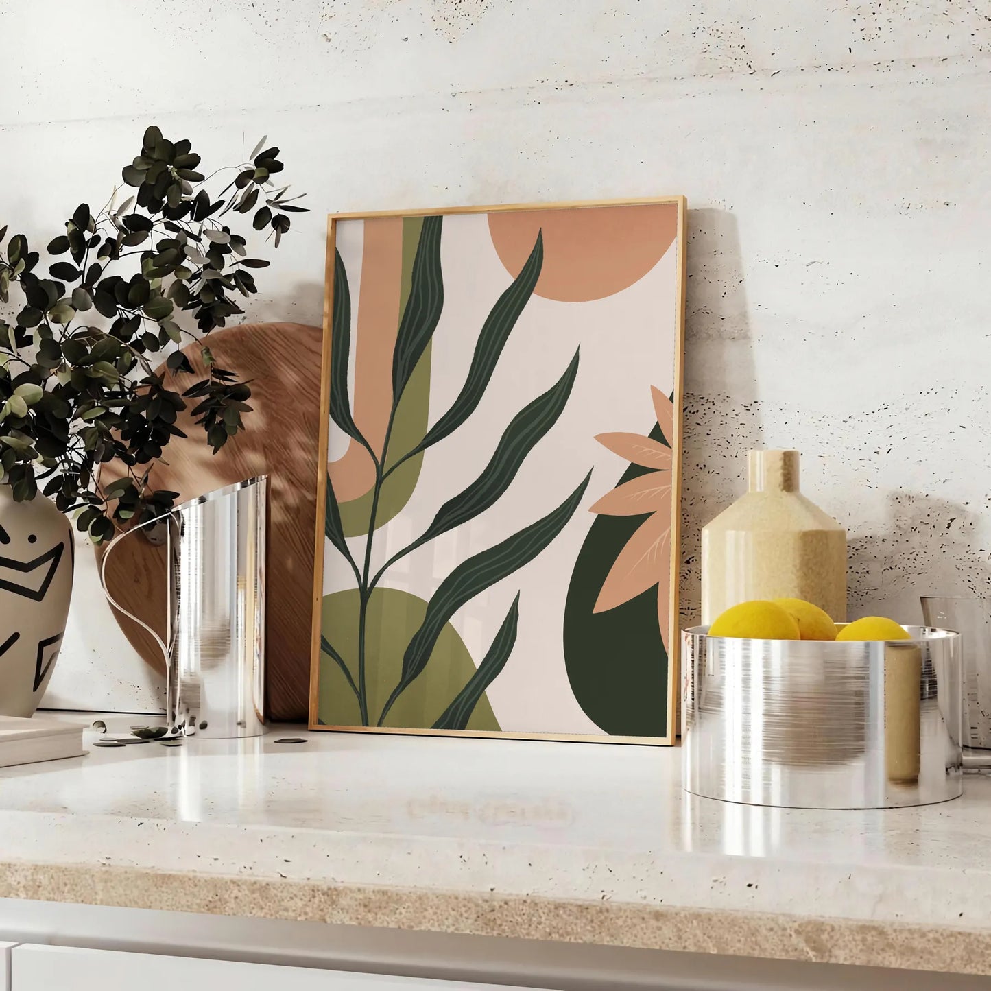 splash vibrant creativity space Boho Abstract 42 colorful wall art green orange poster artistic flair room unique gift home décor