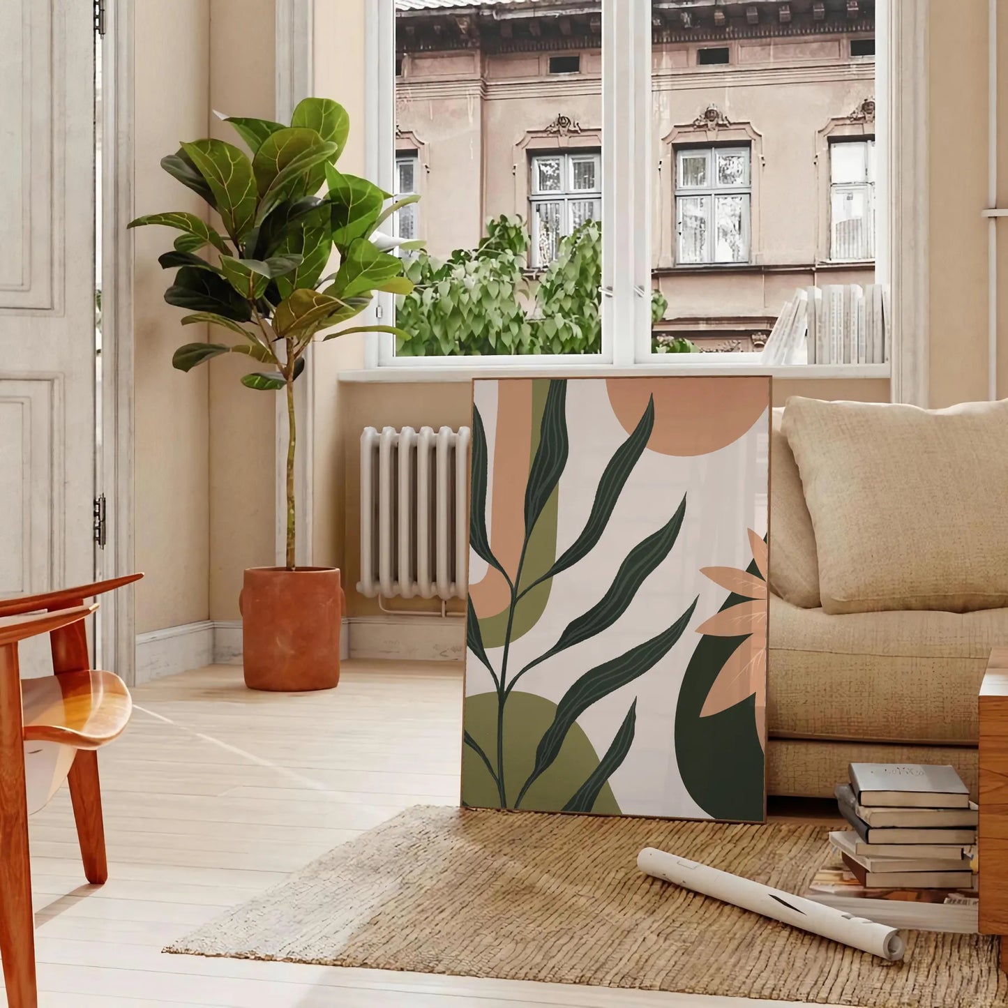 splash vibrant creativity space Boho Abstract 42 colorful wall art green orange poster artistic flair room unique gift home décor
