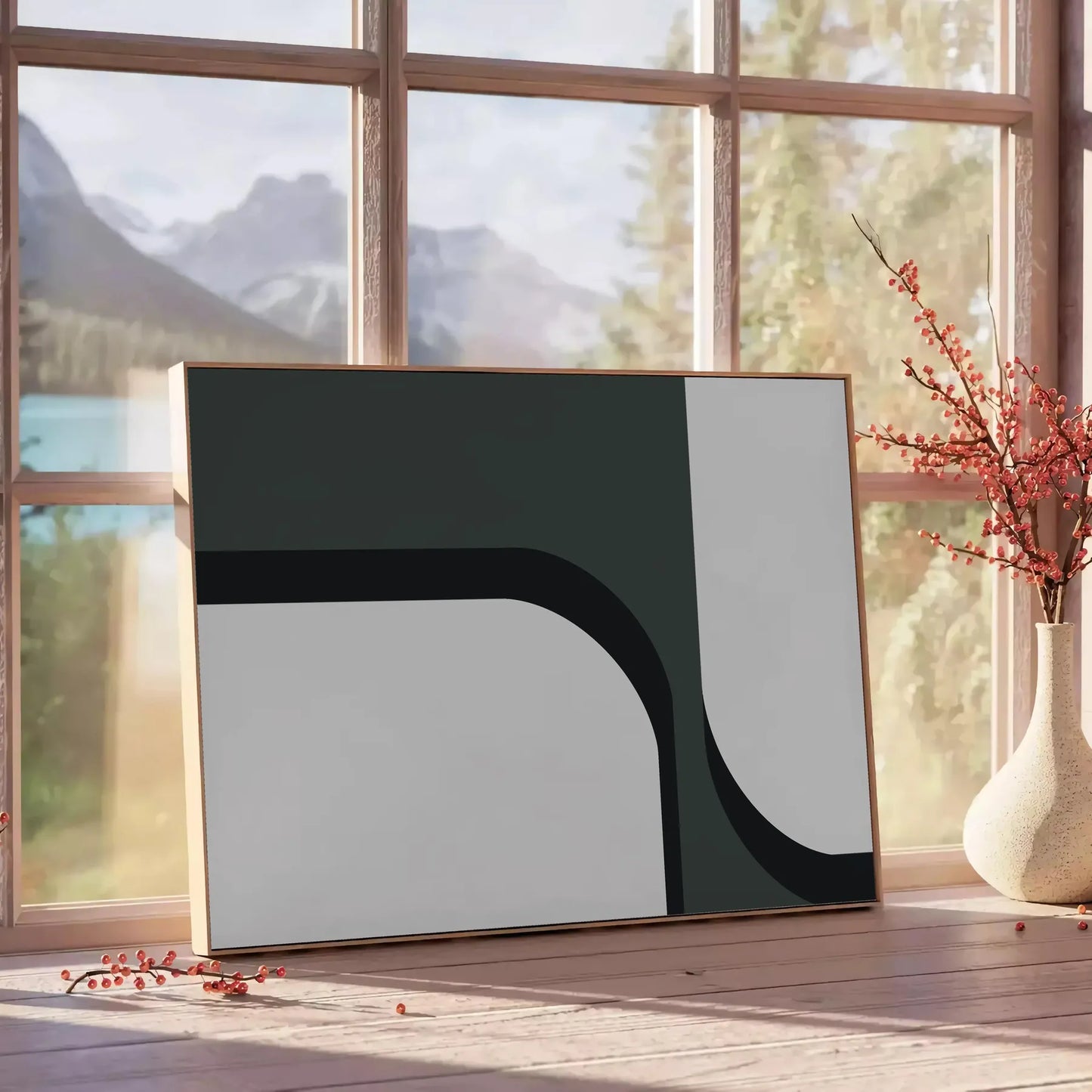 space Boho Abstract 47 poster stunning blend gray green hues chic elegance captivating artwork perfect gift addition decor A4 cm A0 formats walls today