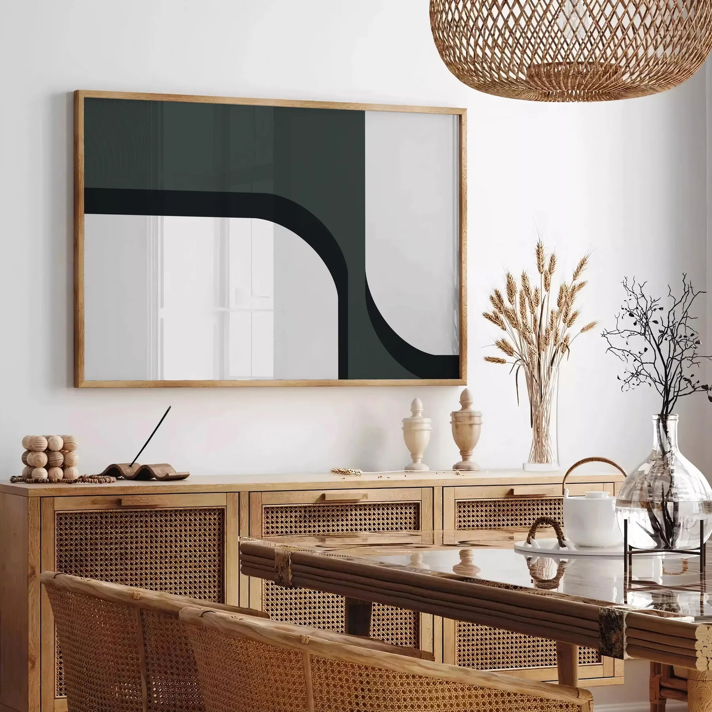 space Boho Abstract 47 poster stunning blend gray green hues chic elegance captivating artwork perfect gift addition decor A4 cm A0 formats walls today