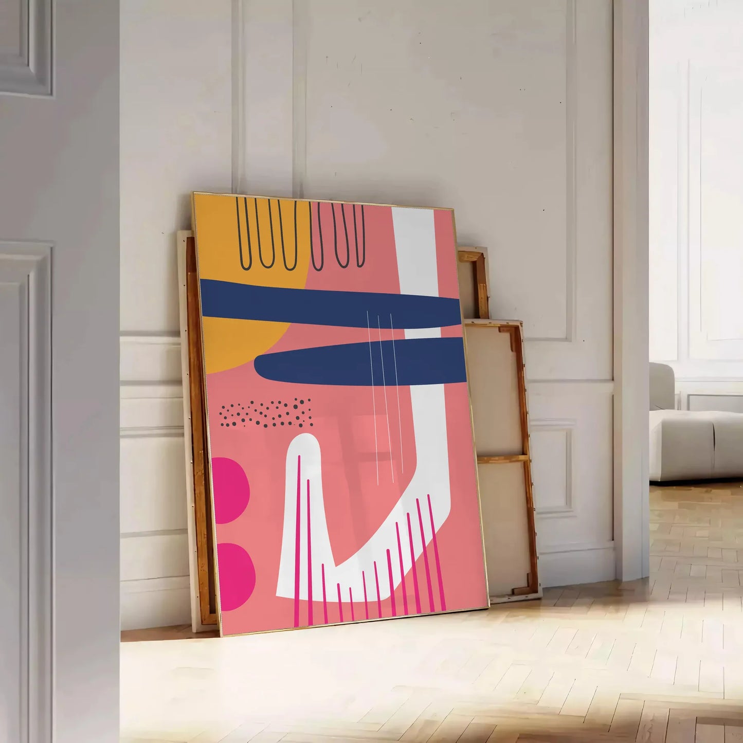 space Boho Abstract 49 poster vibrant orange blue hues stunning wall art bohemian charm modern style perfect gift accent room standalone print