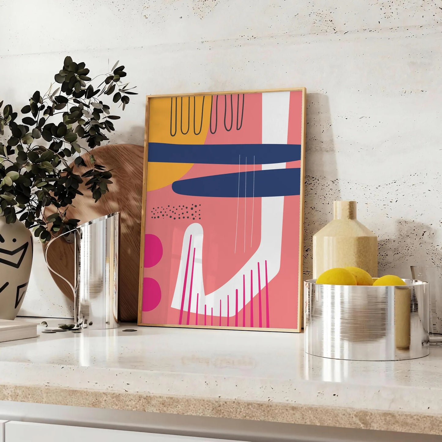 space Boho Abstract 49 poster vibrant orange blue hues stunning wall art bohemian charm modern style perfect gift accent room standalone print