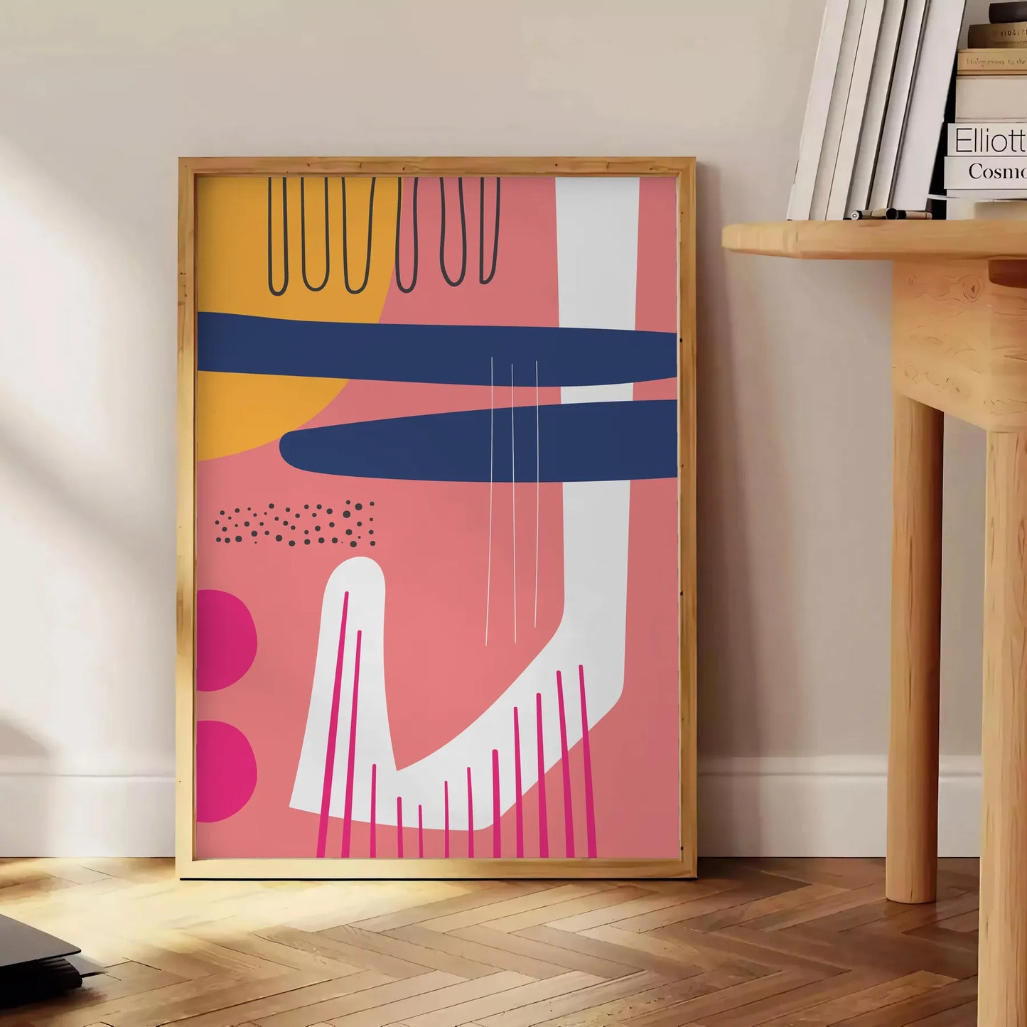 space Boho Abstract 49 poster vibrant orange blue hues stunning wall art bohemian charm modern style perfect gift accent room standalone print