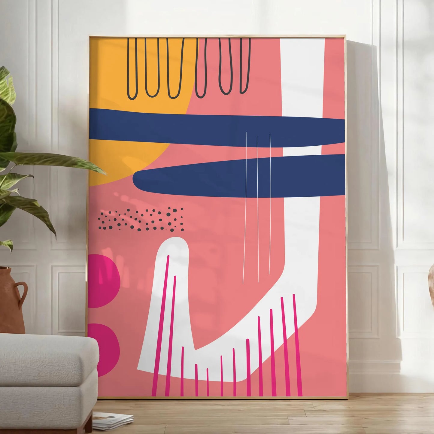 space Boho Abstract 49 poster vibrant orange blue hues stunning wall art bohemian charm modern style perfect gift accent room standalone print