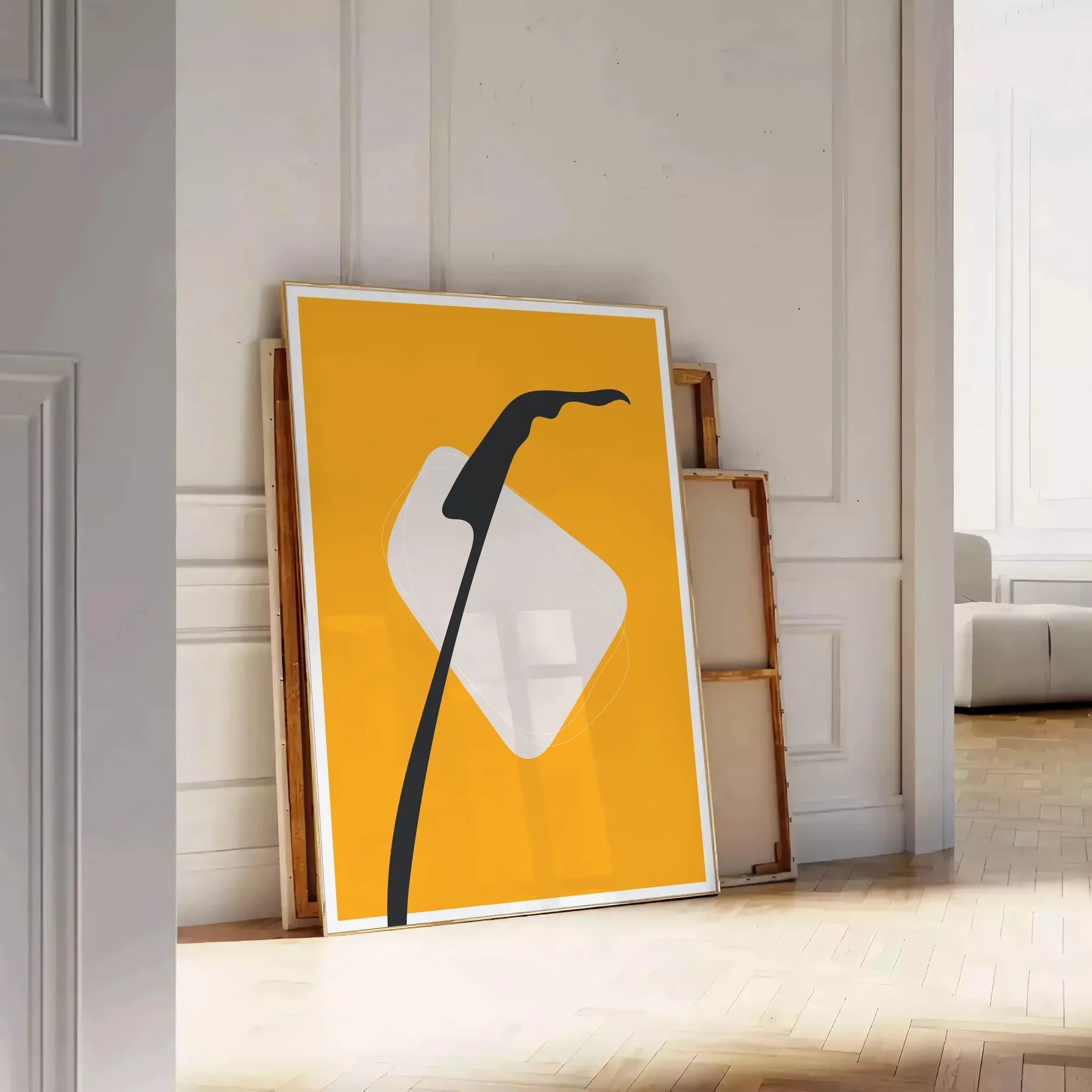 space boho abstract poster vibrant green orange hues unique wall art piece thoughtful gift captivating artwork modern elegance charm unframed print options style